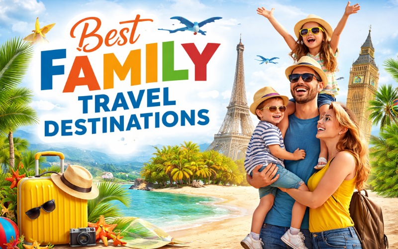 Best family travel destinations featuring parents and kids on vacation