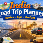 India road trip planner with scenic highways, mountains, deserts, and iconic landmarks